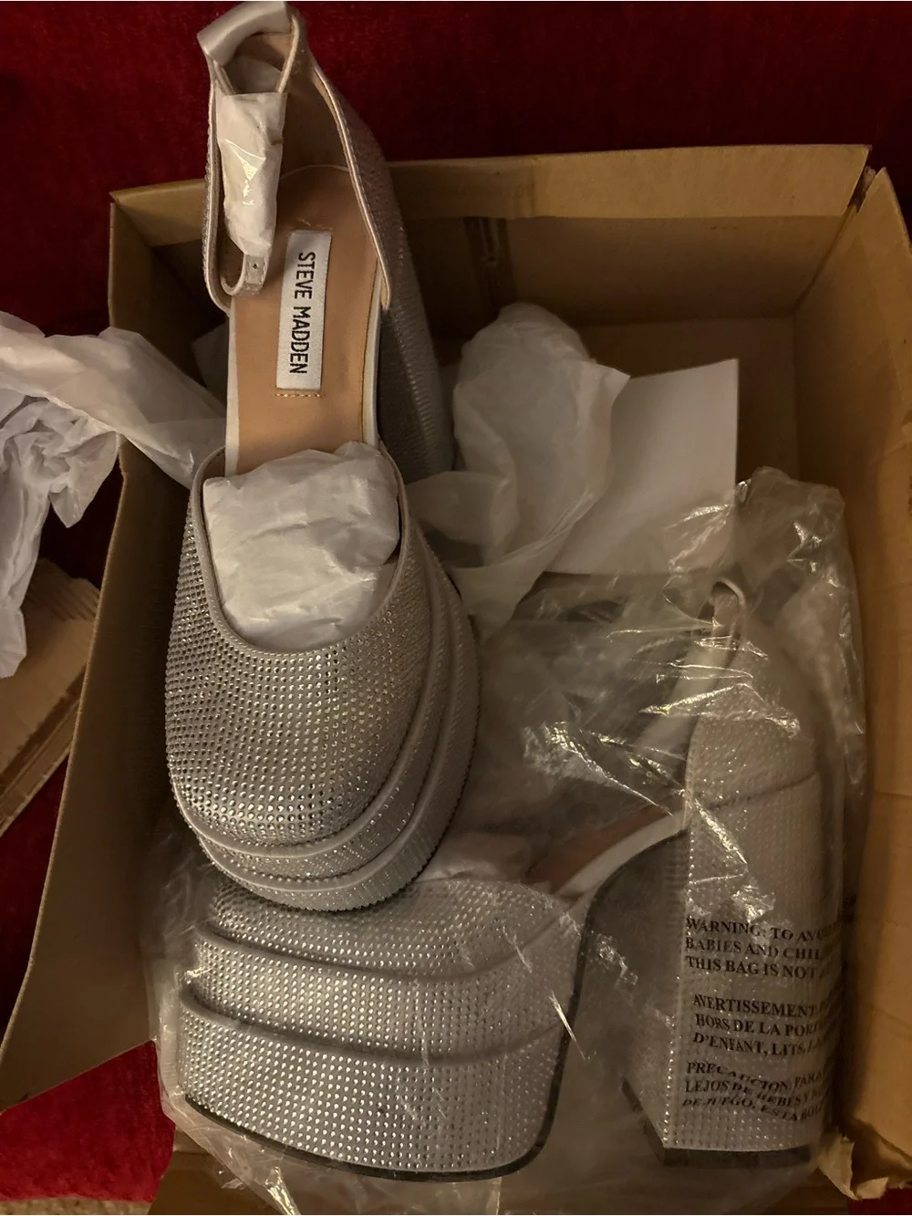 Steve Madden Charlize-R rhinestones Silver Platform Heel